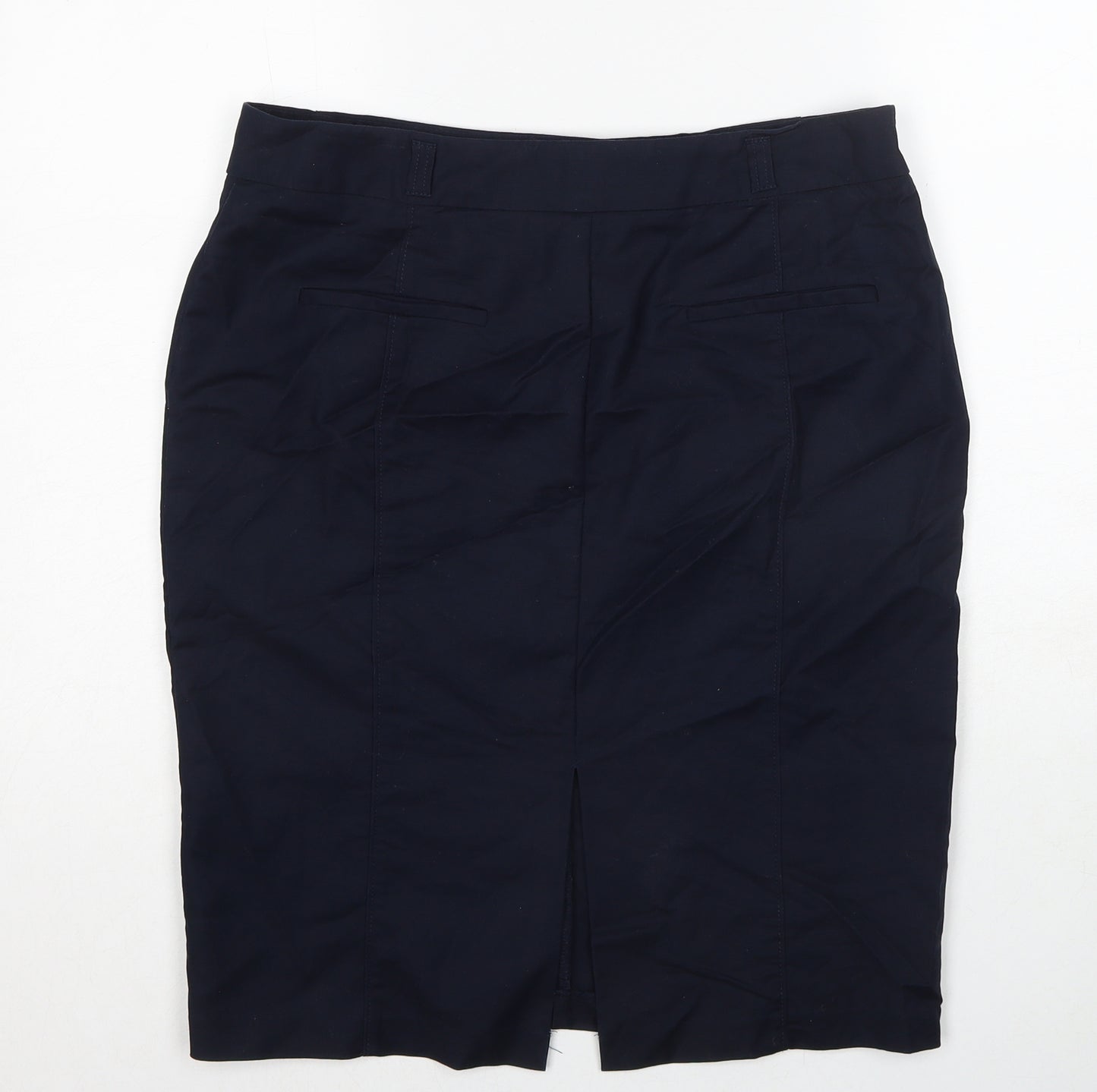 Autograph Womens Blue Cotton A-Line Skirt Size 14 Zip