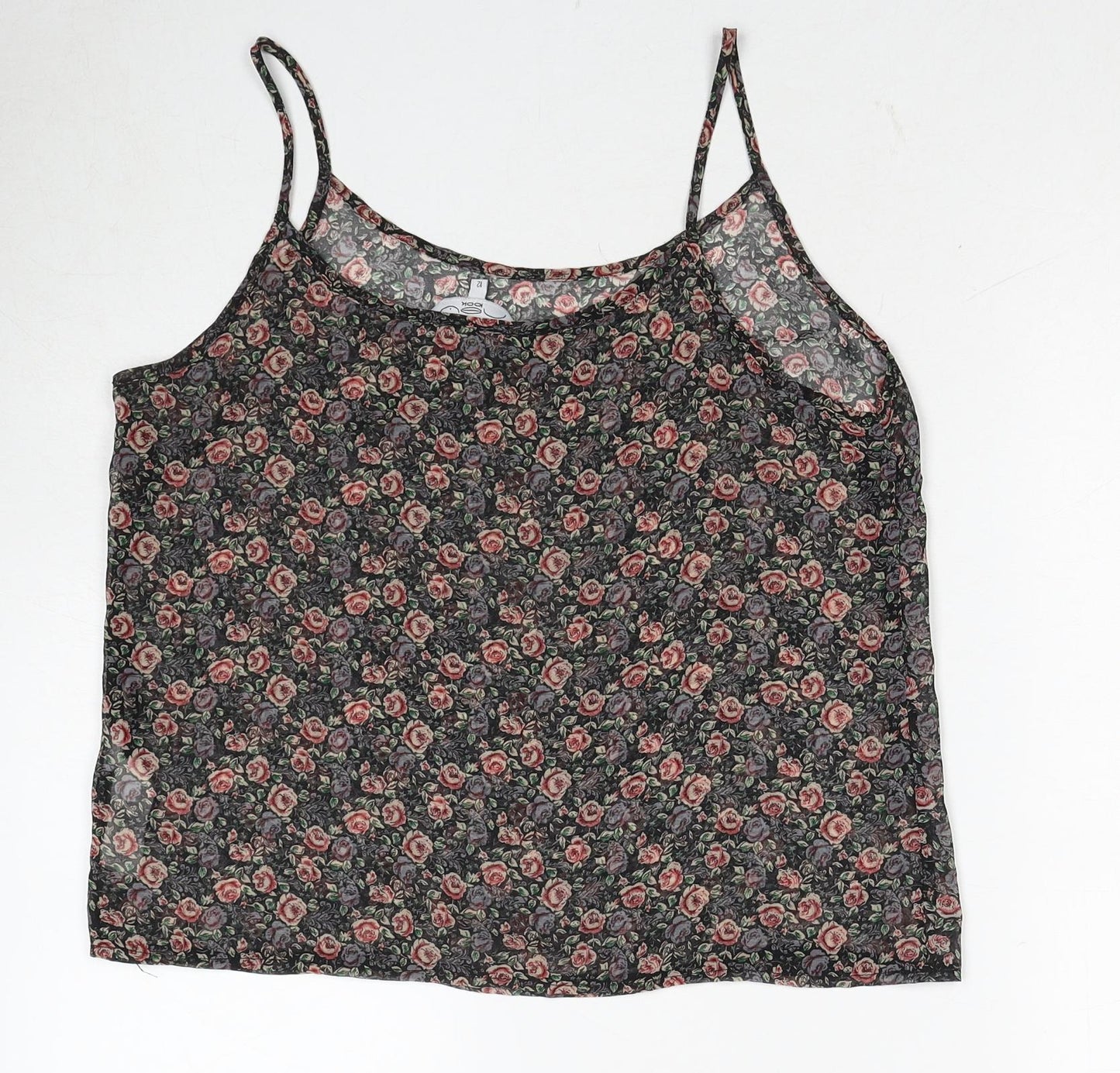 New Look Womens Multicoloured Floral Polyester Basic Tank Size 12 Round Neck