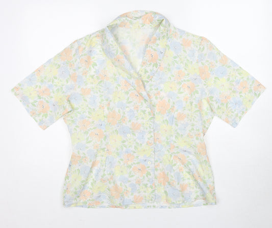 St Michael Womens Multicoloured Floral Polyester Basic Button-Up Size 16 Collared