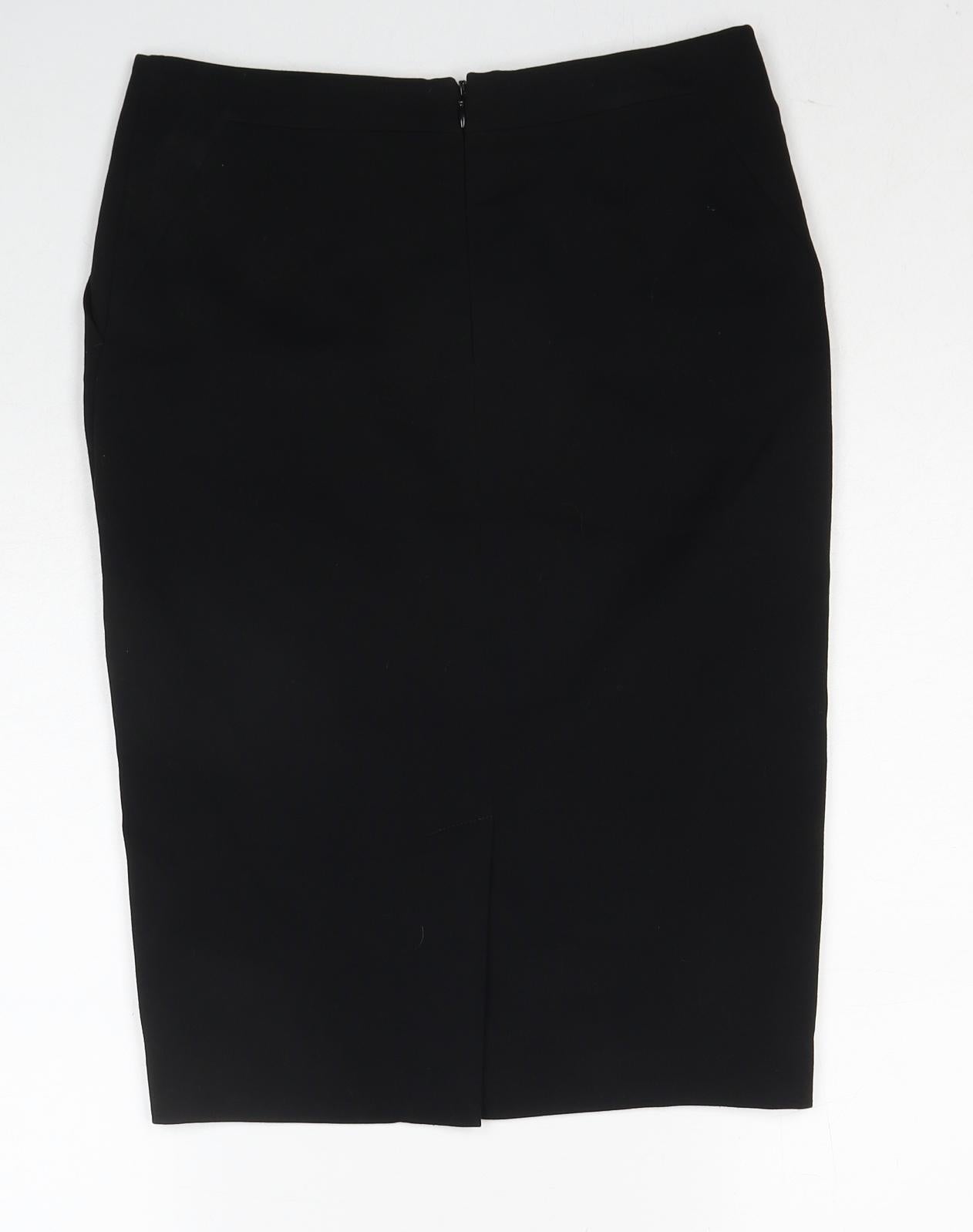 NEXT Womens Black Polyester Straight & Pencil Skirt Size 8 Zip