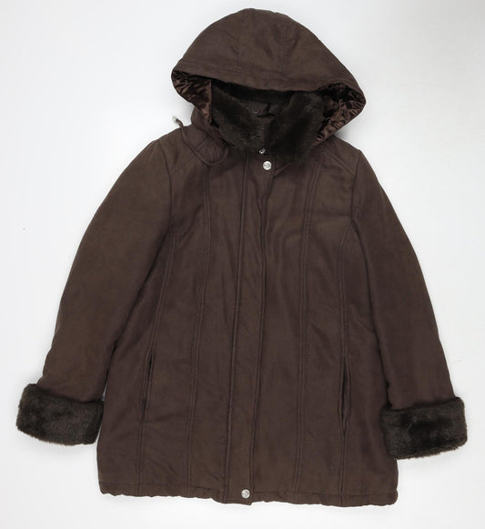 Bonmarché Womens Brown Pea Coat Coat Size S Zip