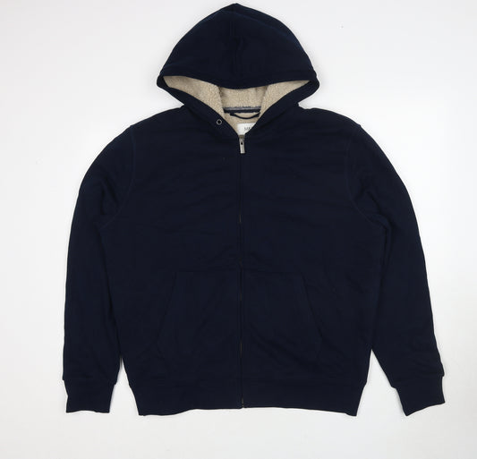 Marks and Spencer Mens Blue Cotton Full Zip Hoodie Size L