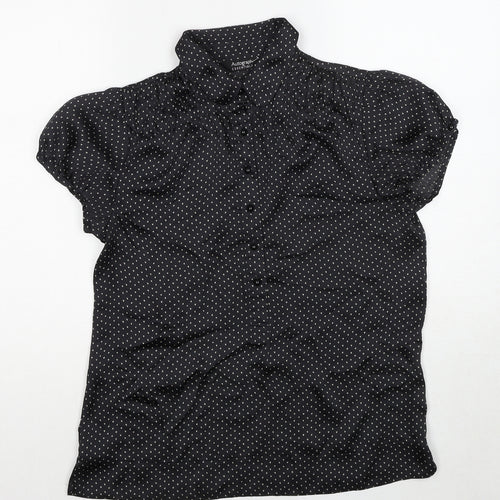 Autograph Womens Black Geometric Polyester Basic Blouse Size 10 Collared