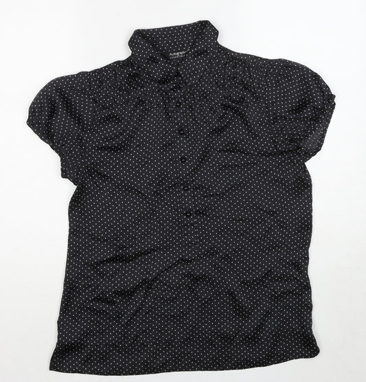 Autograph Womens Black Geometric Polyester Basic Blouse Size 10 Collared
