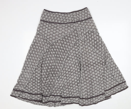 RJR.John Rocha Womens Brown Geometric Cotton Swing Skirt Size 10 Zip