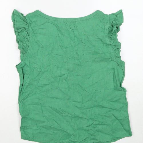 NEXT Womens Green Viscose Basic Button-Up Size 8 V-Neck
