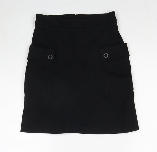 NEXT Womens Black Nylon Cargo Skirt Size 6 Zip