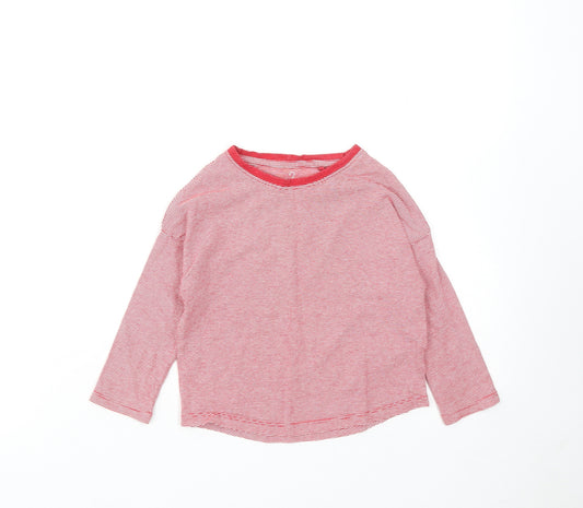 NEXT Boys Red Striped Cotton Basic T-Shirt Size 3 Years Round Neck Pullover