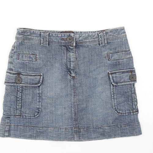 Mexx Womens Blue Cotton Cargo Skirt Size 10 Zip