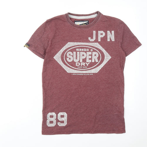 Superdry Mens Pink Cotton T-Shirt Size S Round Neck