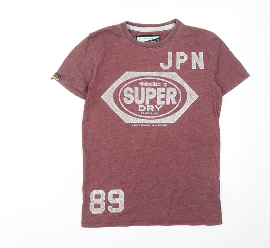 Superdry Mens Pink Cotton T-Shirt Size S Round Neck