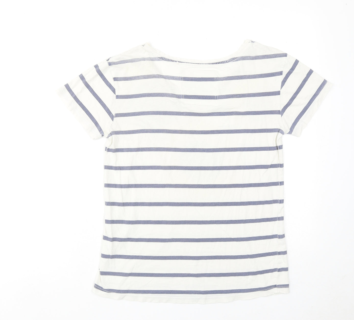 NEXT Womens Multicoloured Striped Cotton Basic T-Shirt Size 8 Round Neck - Sunflower