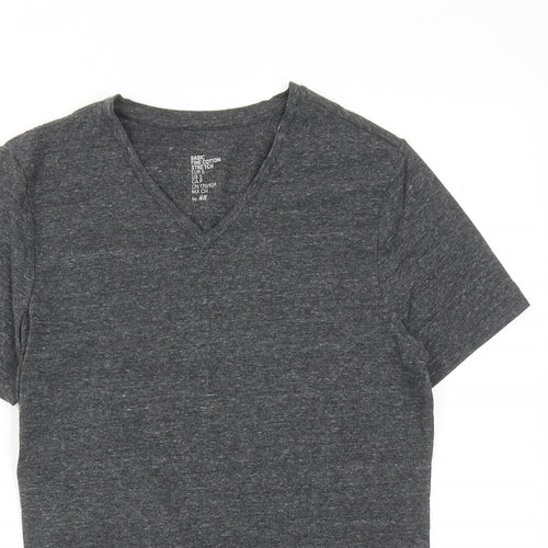 H&M Womens Grey Polyester Basic T-Shirt Size S V-Neck