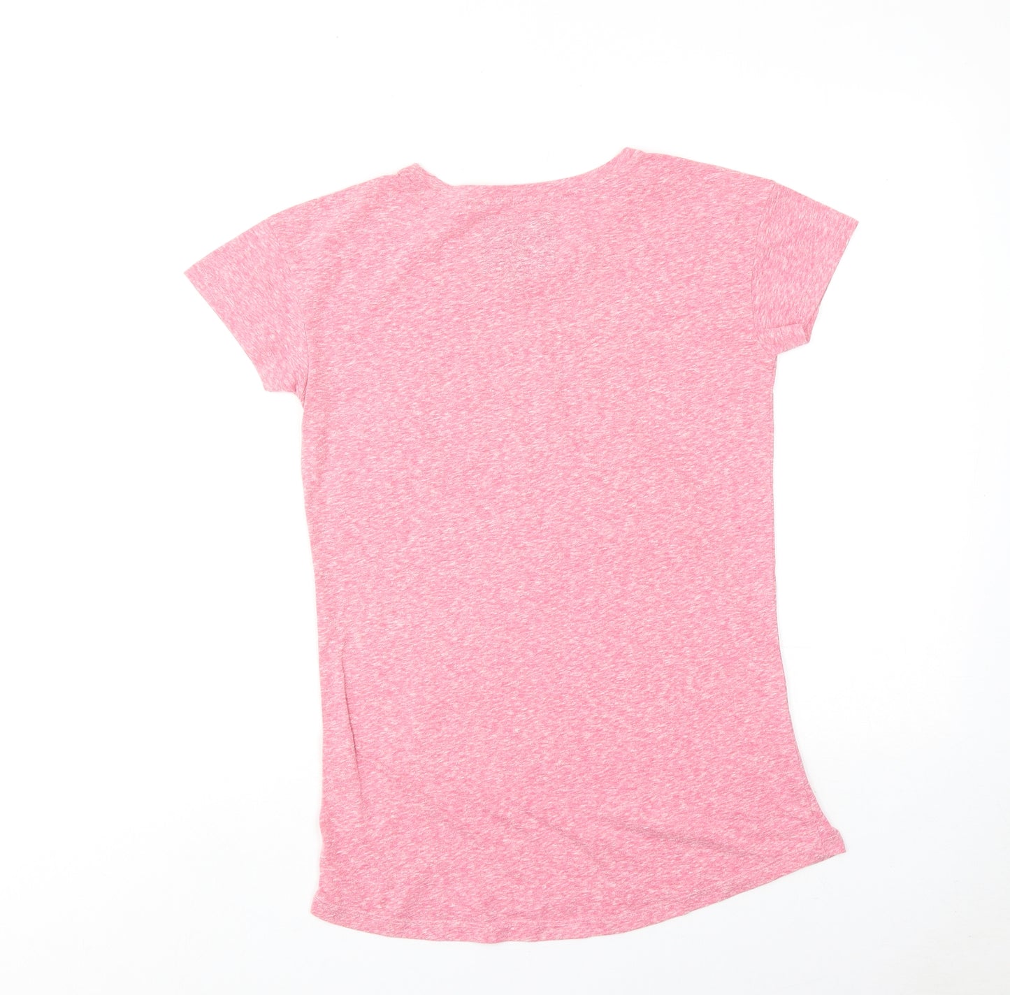 Superdry Womens Pink Geometric Polyester Basic T-Shirt Size S Round Neck