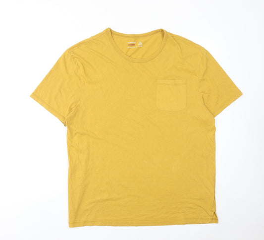 Topman Mens Yellow Cotton T-Shirt Size 2XL Round Neck
