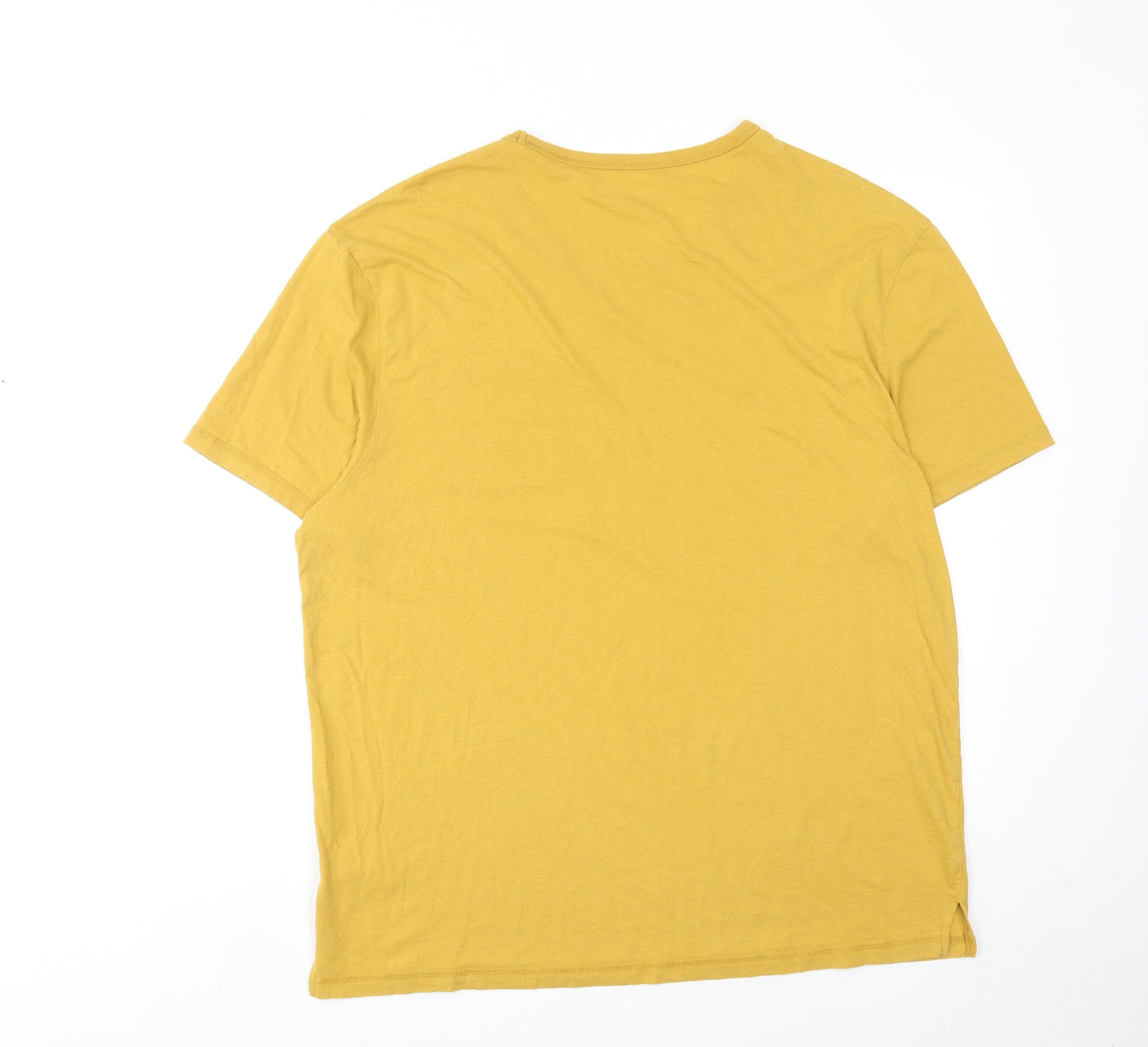 Topman Mens Yellow Cotton T-Shirt Size 2XL Round Neck
