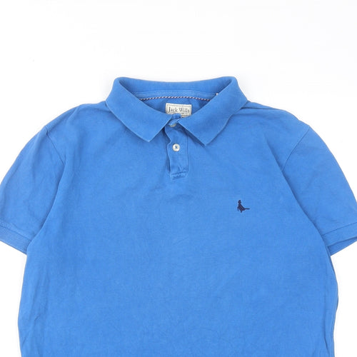 Jack Wills Mens Blue Cotton Polo Size M Collared Button
