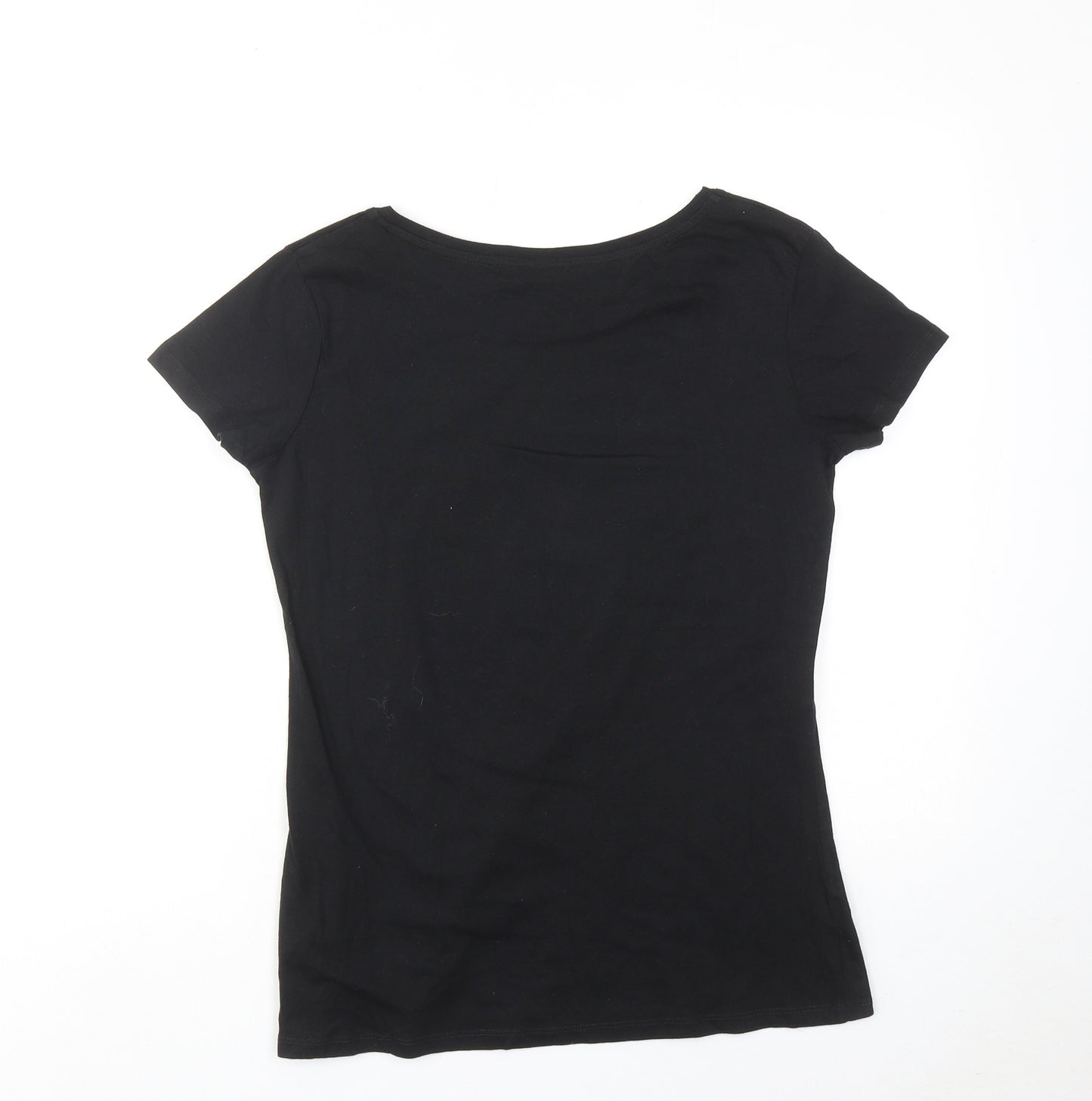 Last Exit to Nowhere Womens Black Cotton Basic T-Shirt Size S Round Neck - Chester Copperpot