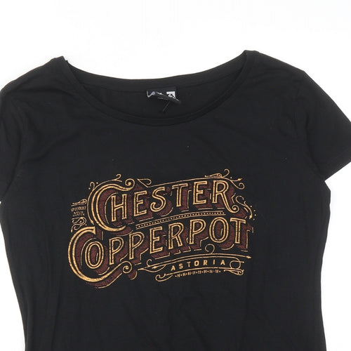 Last Exit to Nowhere Womens Black Cotton Basic T-Shirt Size S Round Neck - Chester Copperpot