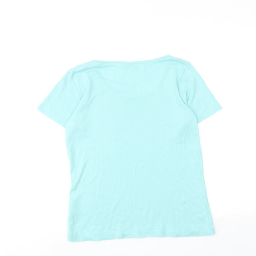 Pebble Bay Womens Blue Cotton Basic T-Shirt Size 14 Round Neck