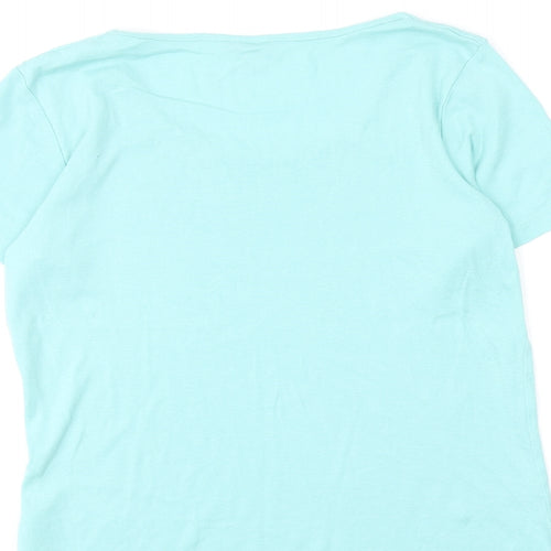 Pebble Bay Womens Blue Cotton Basic T-Shirt Size 14 Round Neck