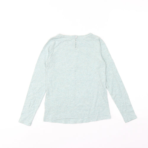H&M Girls Green Cotton Basic T-Shirt Size 6-7 Years Round Neck Button - Believe in Magic