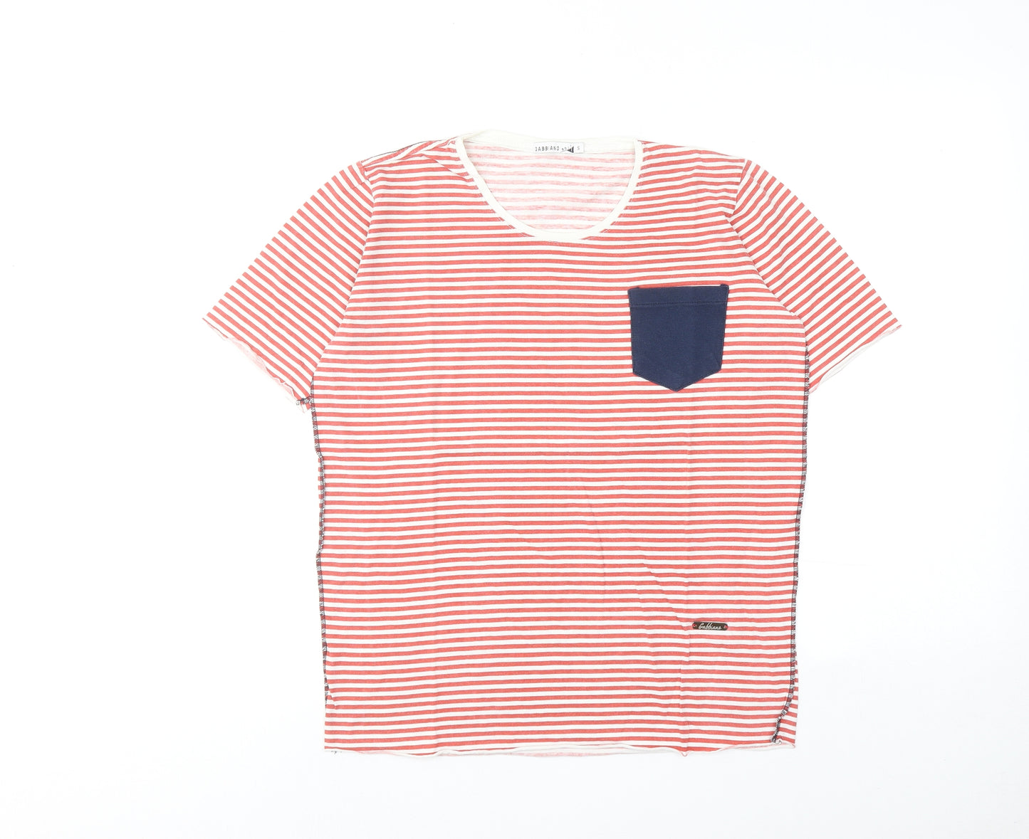 Gabbiano Womens Red Striped Cotton Basic T-Shirt Size S Round Neck
