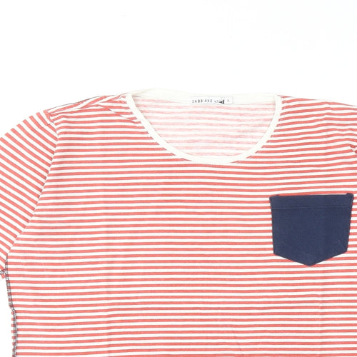 Gabbiano Womens Red Striped Cotton Basic T-Shirt Size S Round Neck