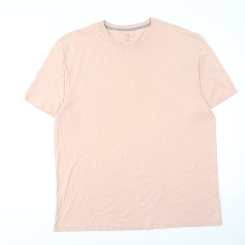 Marks and Spencer Mens Pink Cotton T-Shirt Size XL Round Neck