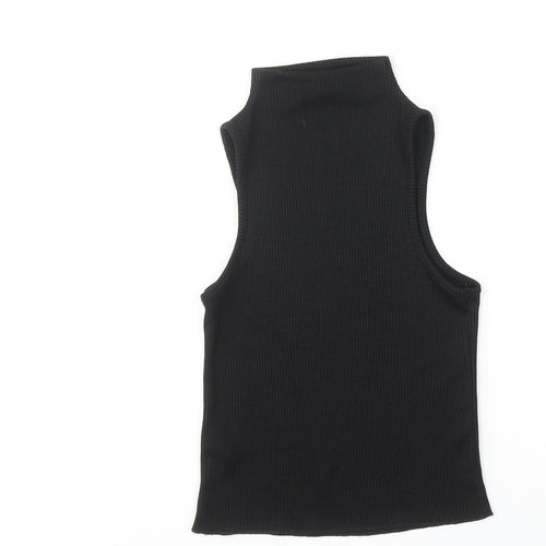 Topshop Womens Black Polyester Basic Tank Size 6 Mock Neck