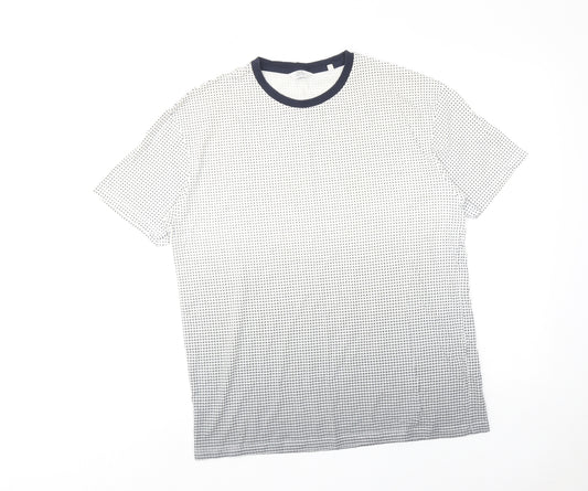 NEXT Mens Blue Geometric Cotton T-Shirt Size L Round Neck
