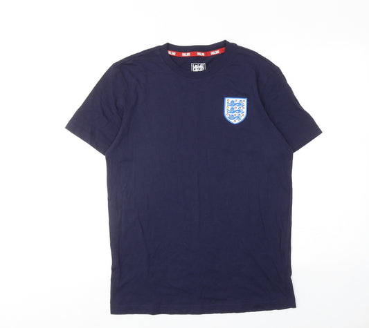 England Mens Blue Cotton T-Shirt Size M Round Neck - England FC