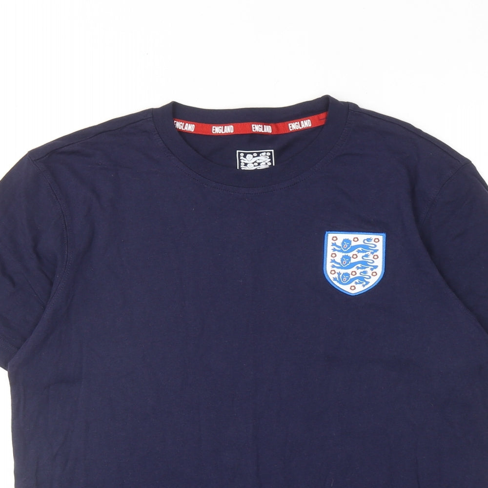 England Mens Blue Cotton T-Shirt Size M Round Neck - England FC