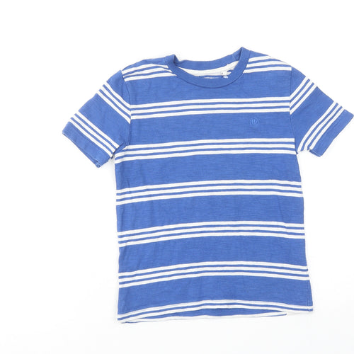 Fat Face Boys Blue Striped Cotton Basic T-Shirt Size 4-5 Years Round Neck Pullover