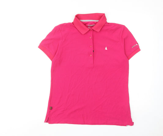 MUSTO Womens Pink Polyamide Basic Polo Size 14 Collared Button