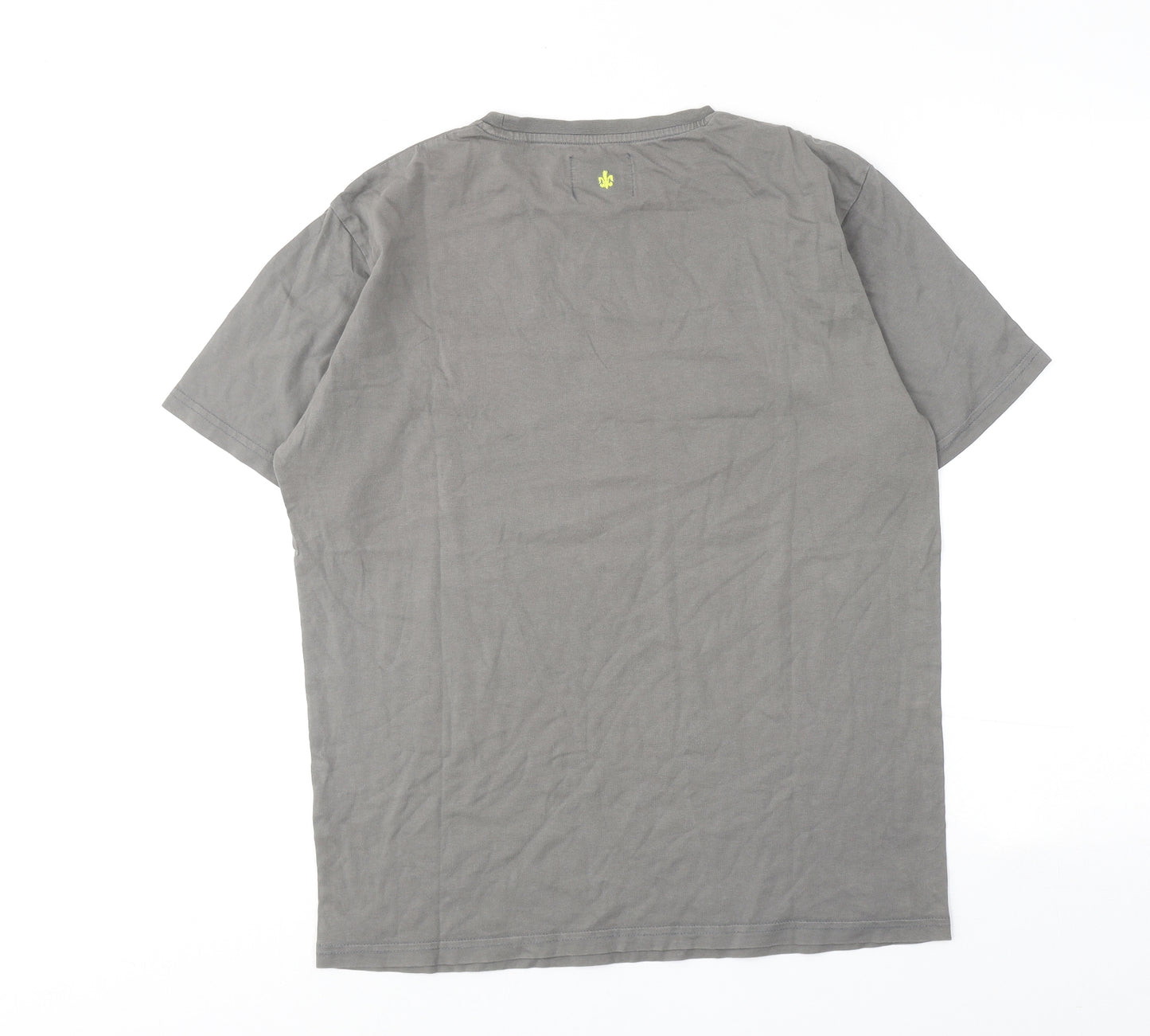 Henleys Mens Grey Cotton T-Shirt Size L Round Neck