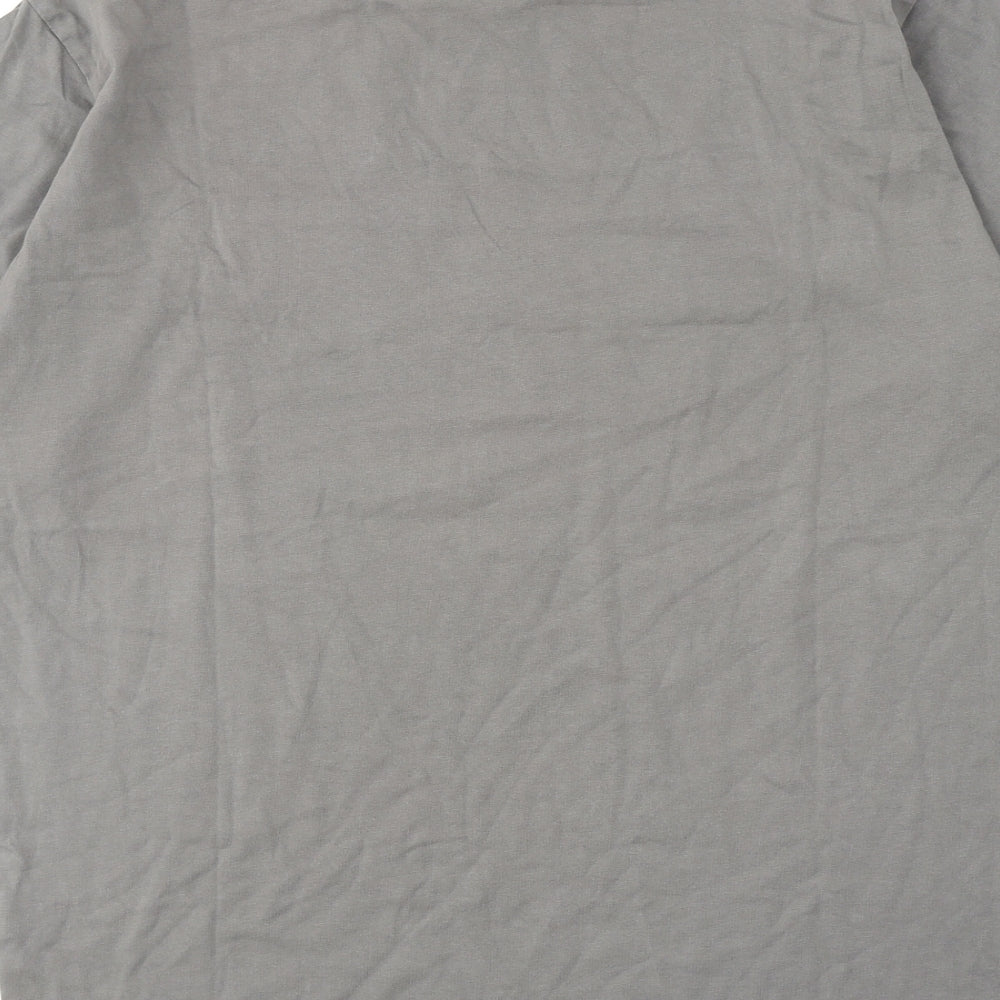 Henleys Mens Grey Cotton T-Shirt Size L Round Neck