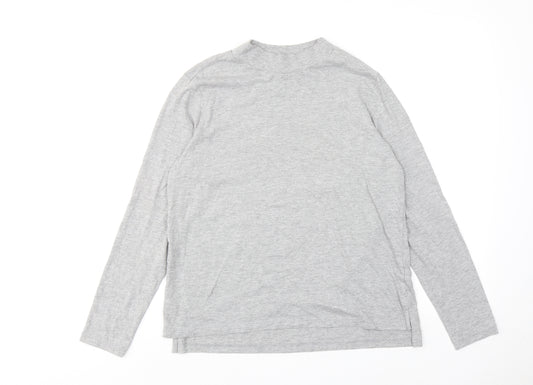 NEXT Womens Grey Cotton Basic T-Shirt Size 12 Mock Neck