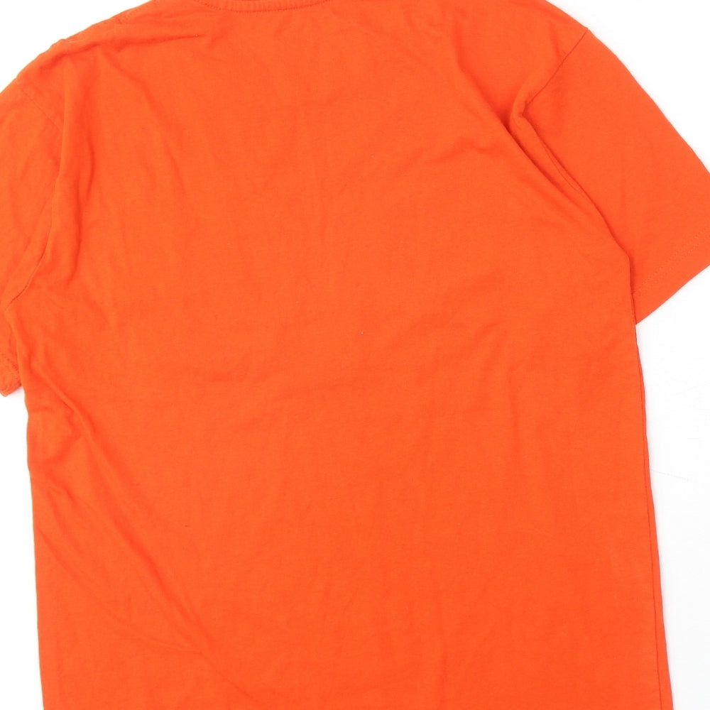 Old Varsity Brand Mens Orange Cotton T-Shirt Size M Round Neck - Beavers