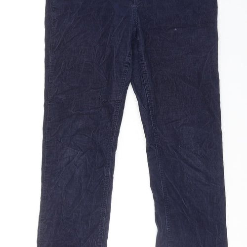 Marks and Spencer Womens Blue Cotton Trousers Size 12 Regular Zip