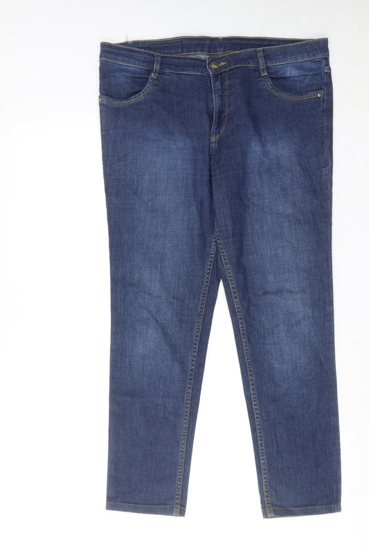 Kraus Womens Blue Cotton Tapered Jeans Size 14 Regular Zip