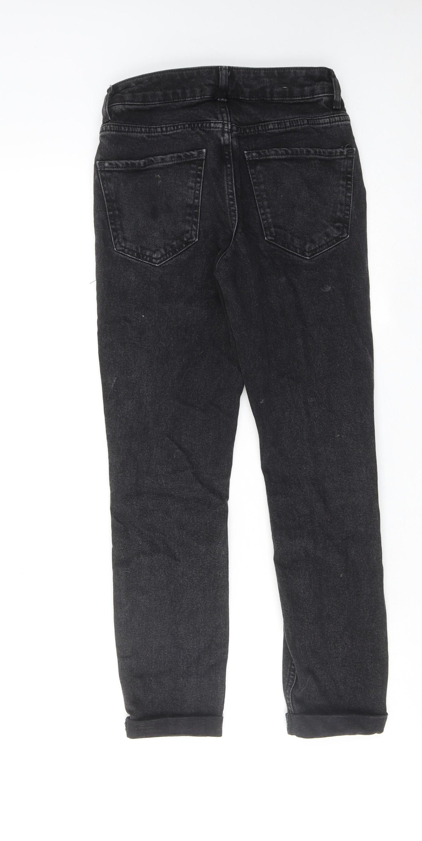 New Look Girls Black Cotton Skinny Jeans Size 10 Years Regular Zip - Distressed