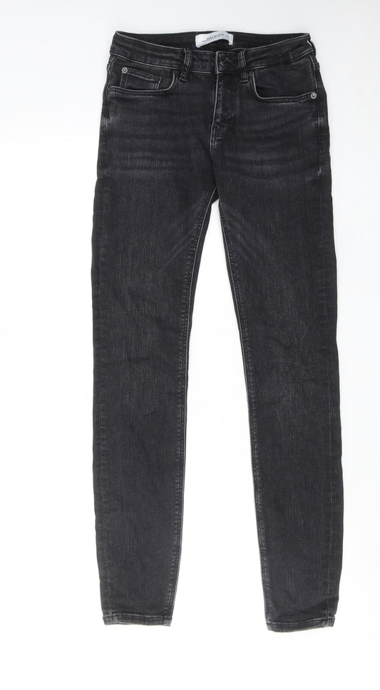 Zara Womens Black Cotton Skinny Jeans Size 8 Regular Zip