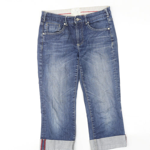 White Stuff Womens Blue Cotton Straight Jeans Size 8 Regular Zip