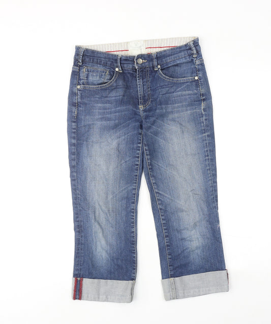 White Stuff Womens Blue Cotton Straight Jeans Size 8 Regular Zip