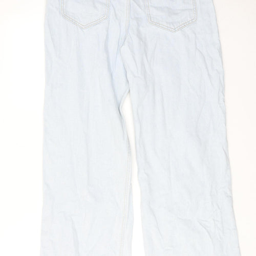 New Look Womens Blue Cotton Wide-Leg Jeans Size 12 Regular Zip