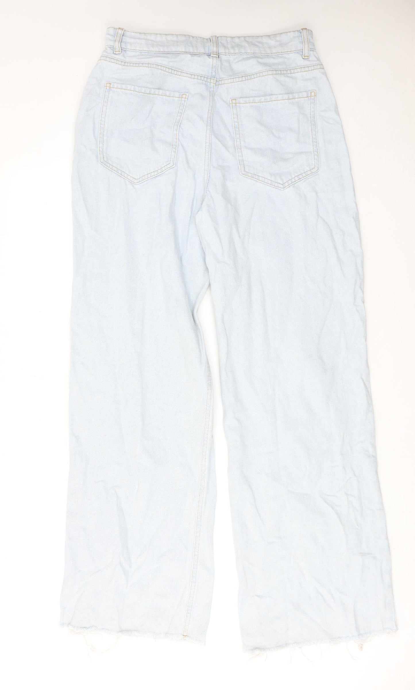 New Look Womens Blue Cotton Wide-Leg Jeans Size 12 Regular Zip