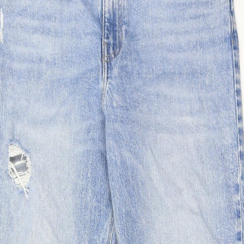 New Look Womens Blue Cotton Mom Jeans Size 12 Regular Zip