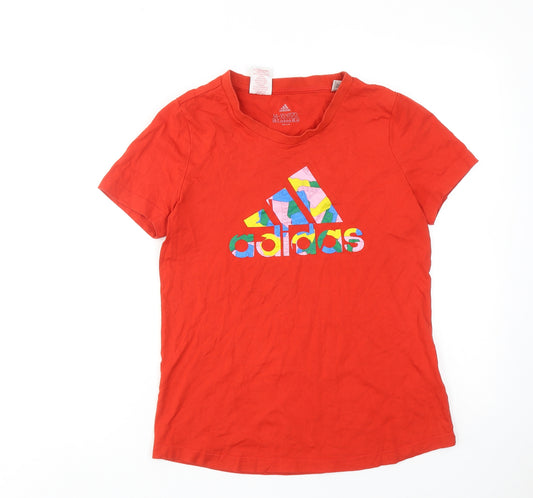 adidas Boys Red Cotton Basic T-Shirt Size 14-15 Years Round Neck Pullover - LEGO