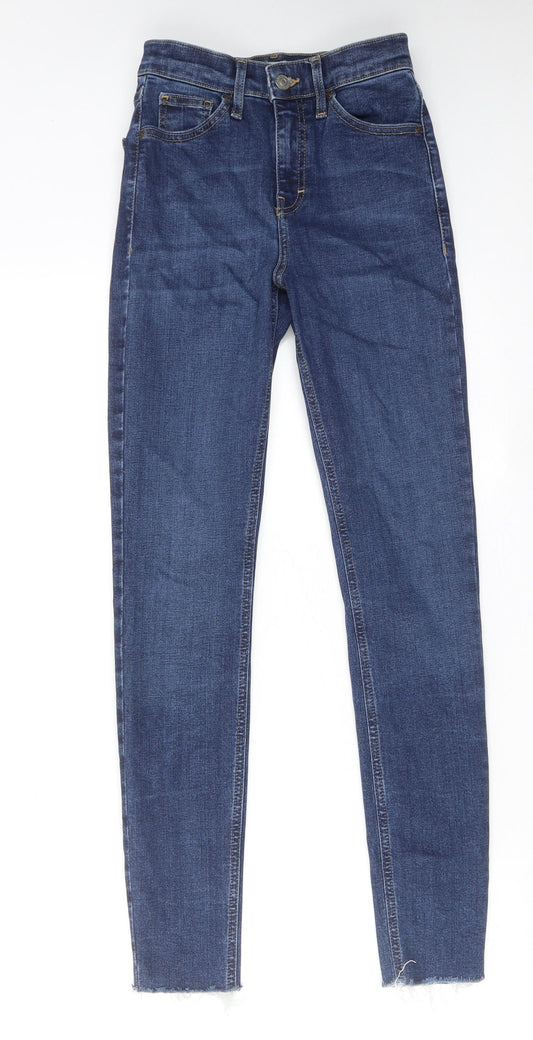 Topshop Womens Blue Cotton Skinny Jeans Size 25 in L32 in Regular Zip
